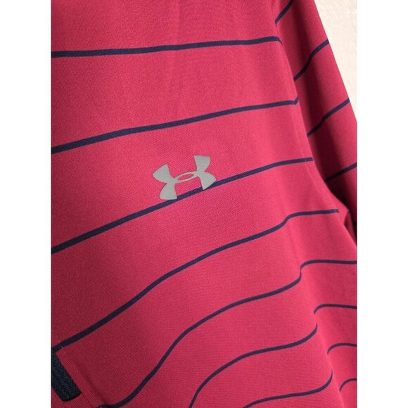 Under Armour Women's Small UA Tech Loose Fit 1/2 Zip Striped Pink Blue - Picture 6 of 6